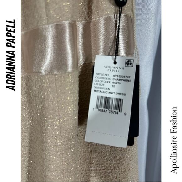 BHLD BY ADRIANNA PAPELL METALLIC SLEEVELESS MAXI DRESS GOLD THREADS NWT SIZE 12 - Picture 8 of 9
